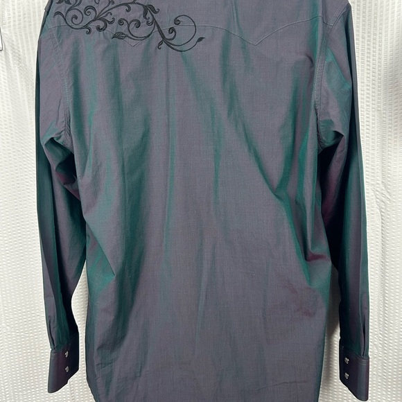 Wrangler Men's Casual Button Down Shirt - Deep Teal with Black Embroidery 0136 - Picture 5 of 6